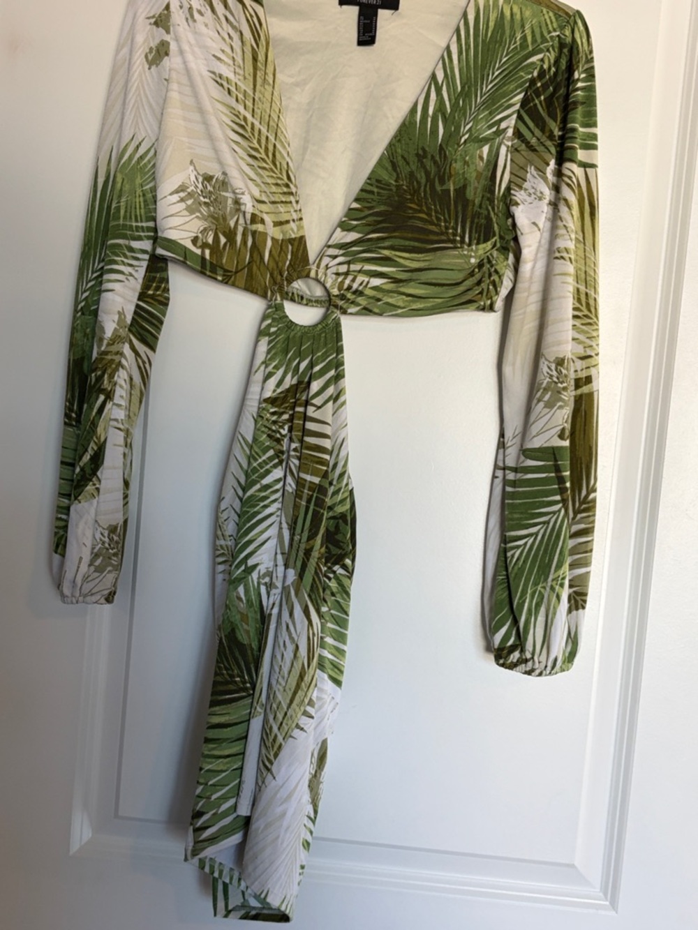Green Tropical Palm Print Cutout Dress size M